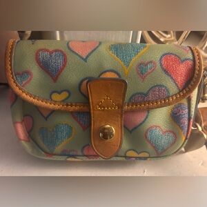 Dooney & Bourke Heart Print Wristlet - Green Multi with Tan Trim